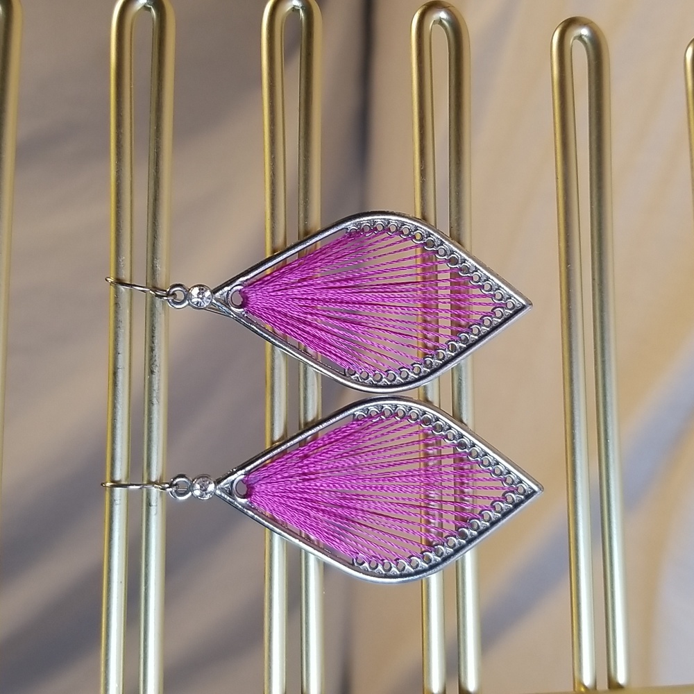 Pink Thread Design Earrings